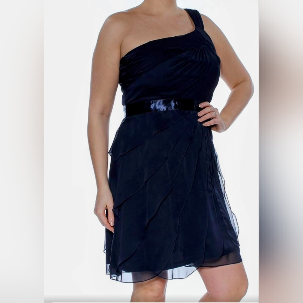 ADRIANNA PAPELL ELEGANT GLAM SHEER TIERED SLEEVELESS SHEATH COCKTAIL/PAR…